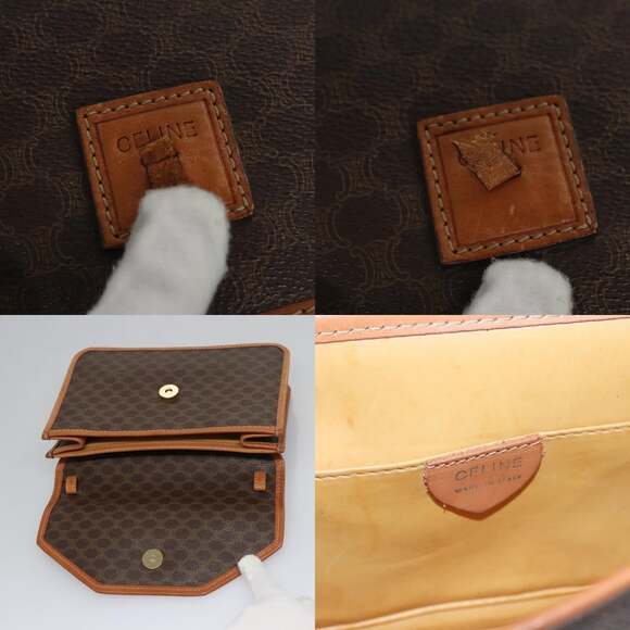 CELINE Macadam Canvas Hand Bag Pvc Leather Brown - Picture 11 of 13